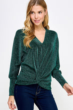 Emerald V Neck Lurex Twist Top