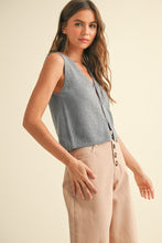 Salt/Pepper Hook & Eye Closer Vest Cardigan