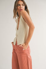 Beige Hook & Eye Closer Vest Cardigan