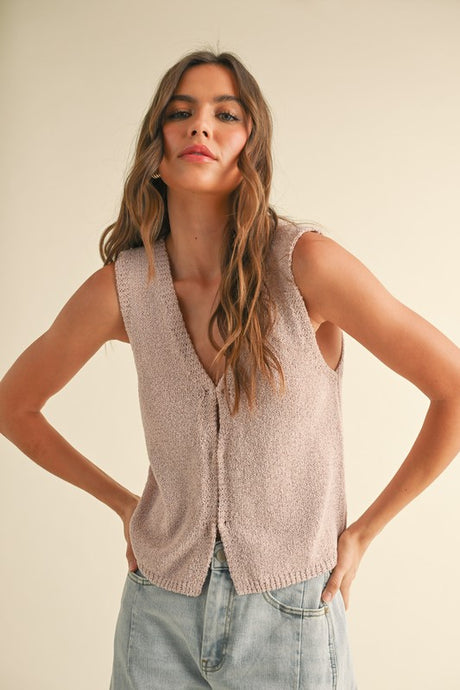 Fuzzy Pink Hook & Eye Closer Vest Cardigan
