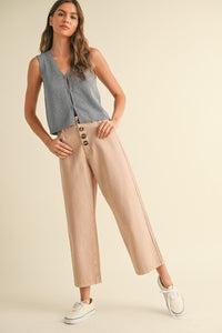 Salt/Pepper Hook & Eye Closer Vest Cardigan