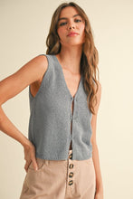 Salt/Pepper Hook & Eye Closer Vest Cardigan