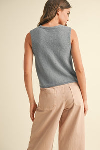 Salt/Pepper Hook & Eye Closer Vest Cardigan