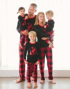 Red/Black Merry Moose Christmas Long Sleeve Pajamas Set