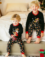 Black Santa Dino Christmas Long Sleeve Pajamas Set