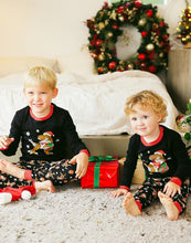 Black Santa Dino Christmas Long Sleeve Pajamas Set