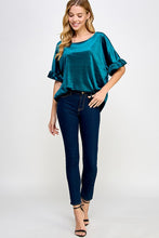 Teal Ruffled Sleeve Top