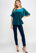 Teal Ruffled Sleeve Top