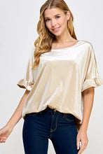 Champagne Ruffled Sleeve Top