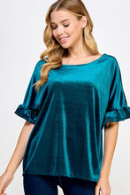 Teal Ruffled Sleeve Top