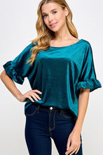 Teal Ruffled Sleeve Top