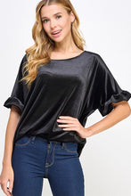 Black Ruffled Sleeve Top
