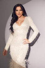 Champagne Maxi Feather Sequin Gown