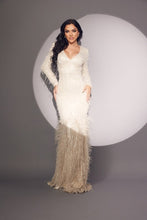 Champagne Maxi Feather Sequin Gown