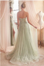 Sage Strapless Layered Tulle Ball Gown