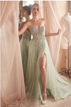 Sage Strapless Layered Tulle Ball Gown