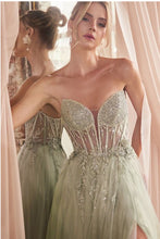 Sage Strapless Layered Tulle Ball Gown