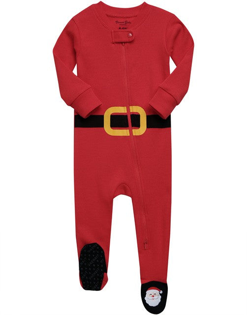 Red Happy Santa Christmas Baby Footie