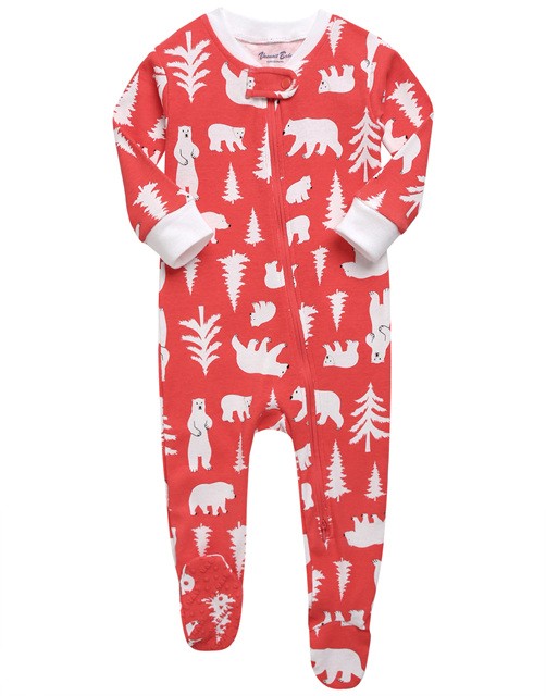 Red Polar Bear Red Christmas Baby Footie