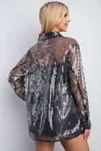 Black Solid Sequin Shirt