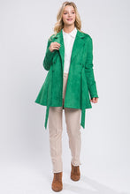 Green Solid Suede Jacket