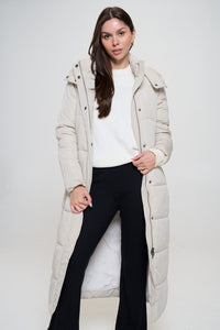 Cream Soccer Mom Long Puffer Coat