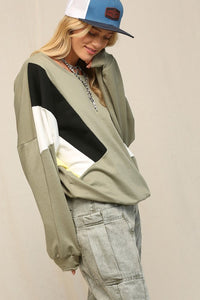 Olive An Oversized French Terry Pullover