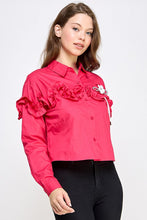 Cherry Rhinestone N Flower Detail Shirt