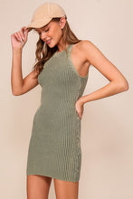 Sage Mineral Wash Bodycon Sweater Dress