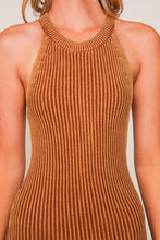 Brown Mineral Wash Bodycon Sweater Dress