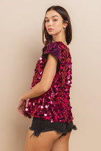 Fuschia Ruffle Shoulder Sequined Top