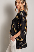 Black Leopard Print Dolman Blouse Top