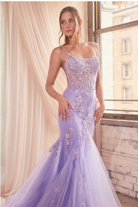 Lavender Embellished Pastel Mermaid Dress