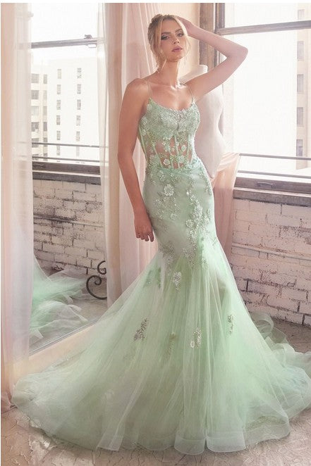 Sage Embellished Pastel Mermaid Dress