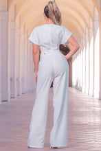 White V-neck Solid Jumpsuit