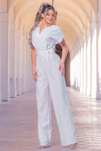 White V-neck Solid Jumpsuit