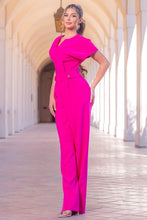 Fuchsia V-neck Solid Jumpsuit