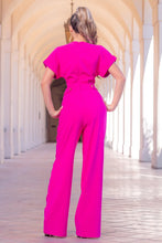 Fuchsia V-neck Solid Jumpsuit