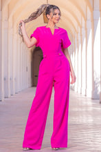 Fuchsia V-neck Solid Jumpsuit