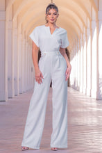 White V-neck Solid Jumpsuit