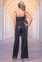 Black Faux Black Leather Jumpsuit