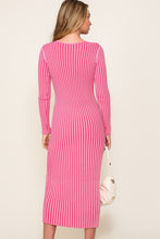 Pink Combo 2 Tone Ribbed Midi Dress