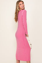 Pink Combo 2 Tone Ribbed Midi Dress