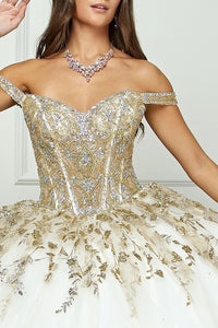 Ivory/Champagne Detachable Train With Stones and Gems Bodice