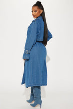 Medium Denim Double Breasted Denim Trench Coat