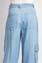 Chambray Mineral Washed Cargo Straight Leg Pants