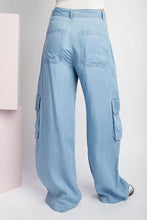 Chambray Mineral Washed Cargo Straight Leg Pants