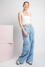 Chambray Mineral Washed Cargo Straight Leg Pants