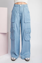 Chambray Mineral Washed Cargo Straight Leg Pants