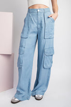 Chambray Mineral Washed Cargo Straight Leg Pants